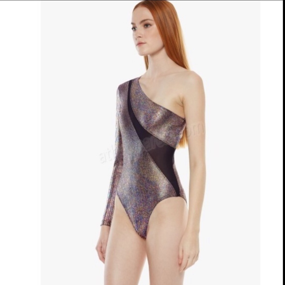 Koral Metallic One Sleeve Bodysuit - Picture 2 of 16